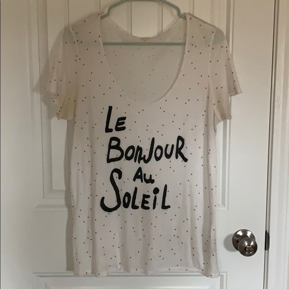 anthropologie white and copper polka dot tee.